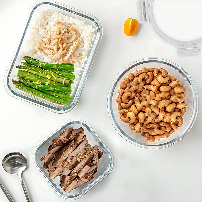 KOMUEE 30 Pieces Glass Food Storage Containers Set, Glass Meal Prep Containers - Image 5
