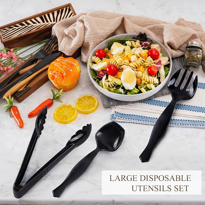 Mwellewm 72Pcs Plastic Serving Utensils Set Large Disposable Serving Spoons - Image 4