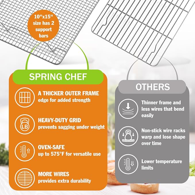 Spring Chef 10 x 15 Inch Stainless Steel Cooling Rack - Image 3