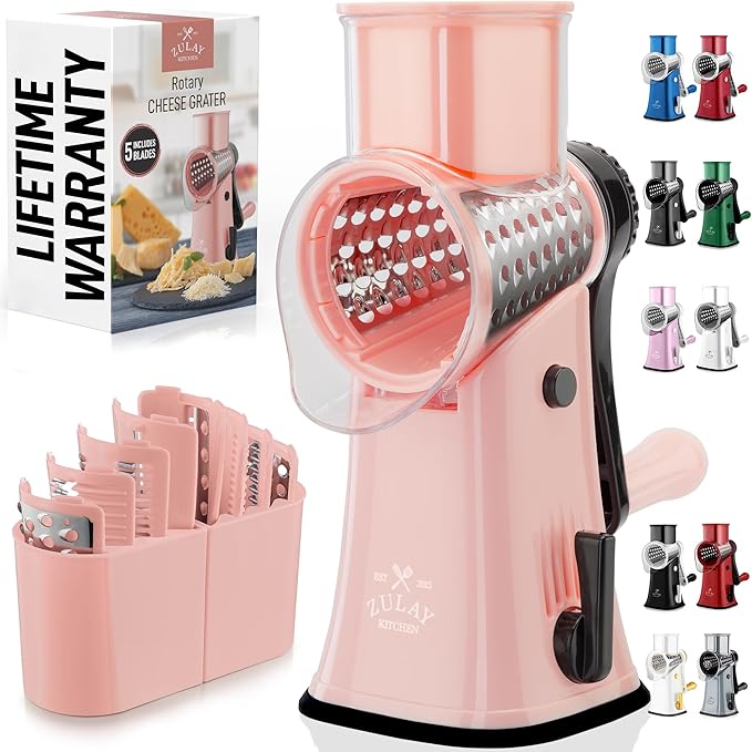 Zulay Kitchen Rotary Cheese Grater 5 Blade Cheese Shredder by ZulayKitchen