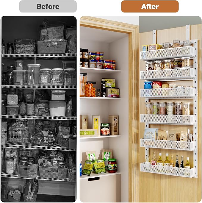 Pantry Door Organizers and Storage, 6-Tier Large Metal Heavy-Duty Frame Over - Image 7