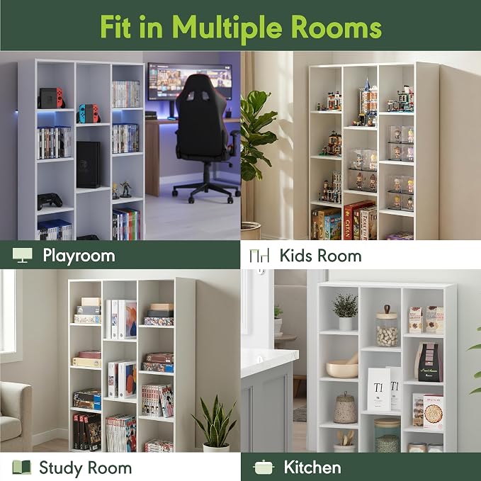 Furinno LUDER Book Shelf, 11-Cube Bookshelf, Reversible Bookcase, 9.4 x 29.1 x - Image 7