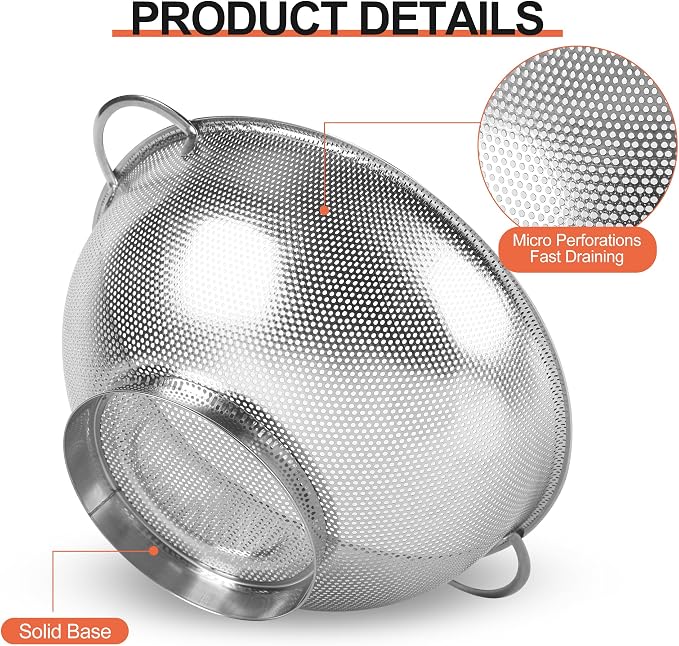 Kaishun Stainless Steel Colander and Strainer Set, Strainer - Image 3