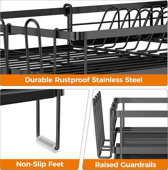 Delamu Stainless Steel Dish Drying Rack, Expandable Dish Drainer, Anti-Rust - Image 4