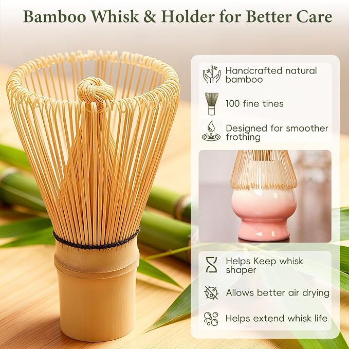 Matcha Whisk Set, Ceramic Matcha Set Includes Bowl & Holder, Bamboo Whisk - Image 6