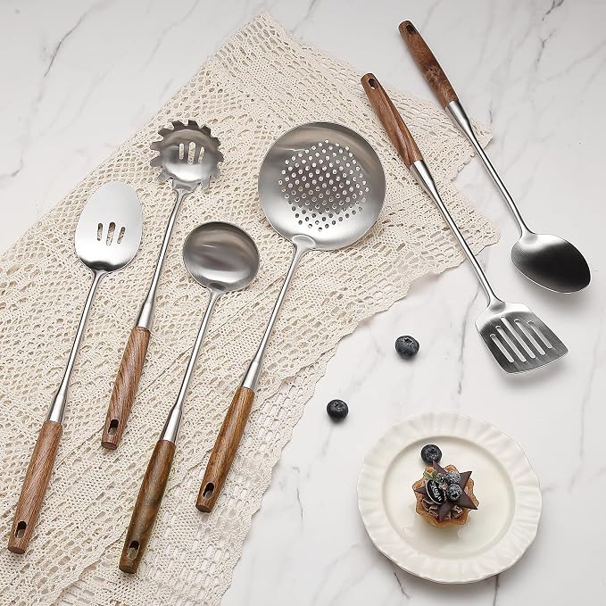 6 Pcs Cooking Utensils Set 304 Stainlss Steel Kitchen Utensils Set Heat - Image 7
