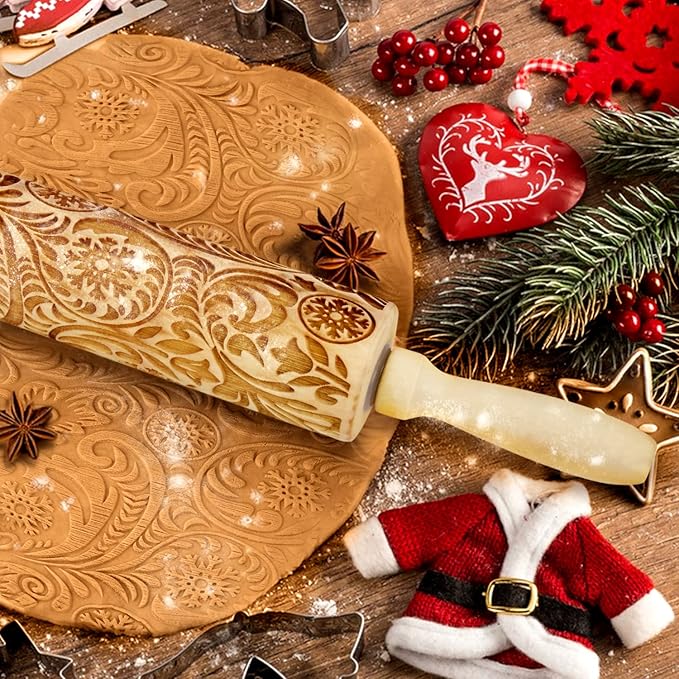 Christmas Gifts Wooden Embossed Rolling Pin - Image 2