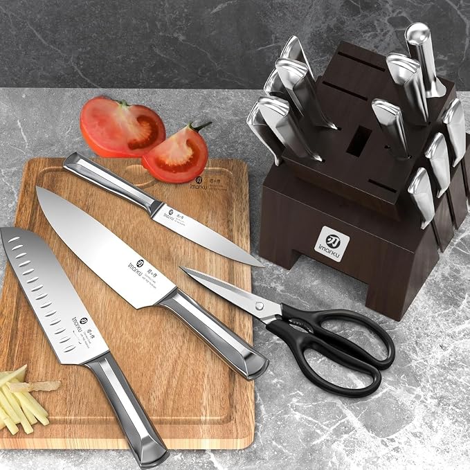 imarku Knife Set, High Carbon Stainless Steel Kitchen Knives, Non-Slip - Image 8