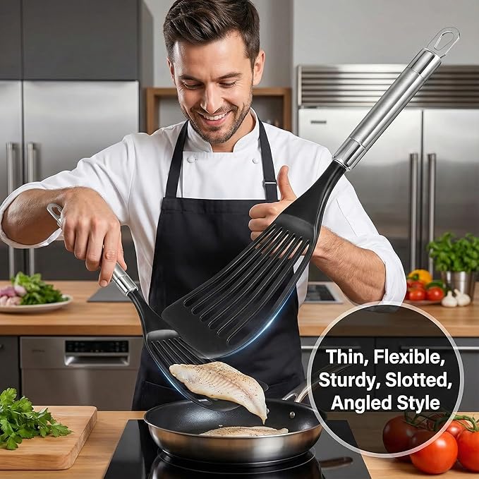 KSENDALO Fish Spatula for Nonstick Pans 2-Pack - Image 2