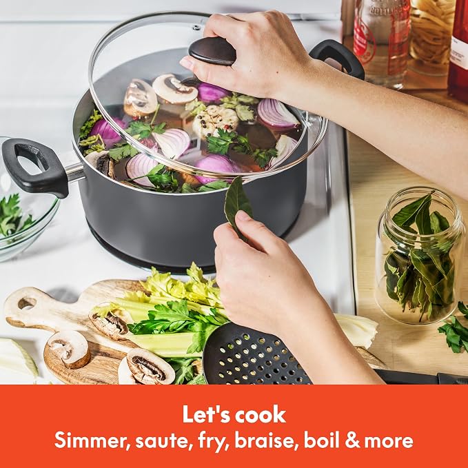 bella Cookware Set with Glass Lids with Nonstick, PFOA Free and Scratch - Image 4