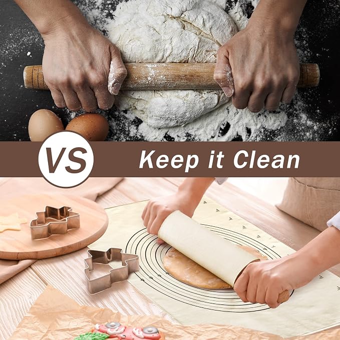 Tessco 6 Pieces Pastry Cloth and Rolling Pin Cover Set Includes 2 Pcs 25 x 20 - Image 4