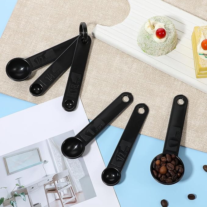 5Pcs Black Measuring Spoons Universal Easy to Read Measuring Cup and Spoon Set - Image 2