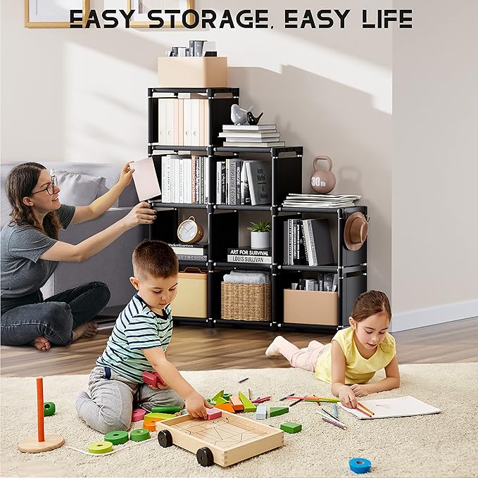 Mavivegue Book Shelf, 9 Cube Storage Organizer, DIY Bookcase, Metal Cube - Image 9