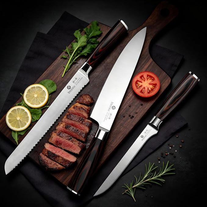 imarku 3 Piece Knife Set, Professional Japanese High Carbon Stainless Steel - Image 3