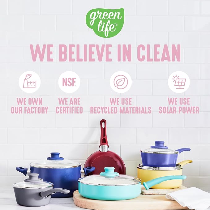 GreenLife 8 Piece Nonstick Cookware Set, Non-Toxic PFAS-Free Ceramic Pots & Pans - Image 7