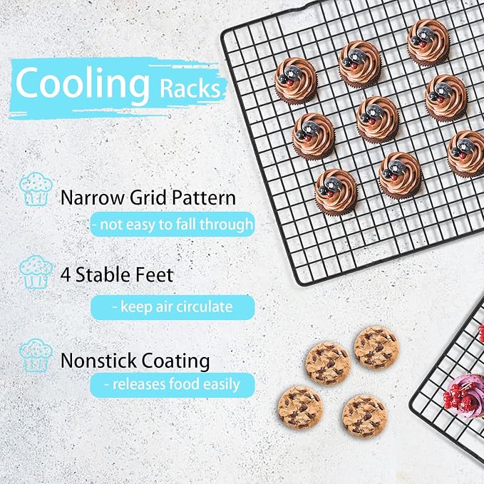 Tebery 2 Pack Black Heavy Duty Wire Cooking Rack Baking Racks - Image 7