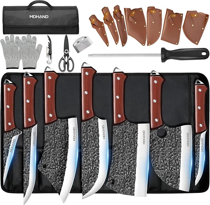MDHAND Butcher Knife Set, Sharp Meat Cleaver Knife & Bone Chopper Knives & by MDHAND