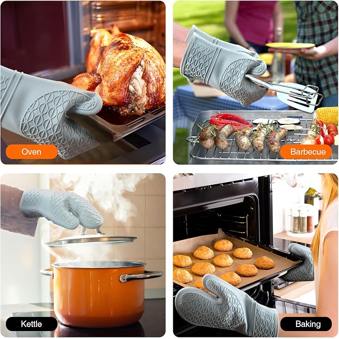 Silicone Oven Mitts, Heat Resistant 2PCS Oven Mitts - Image 6