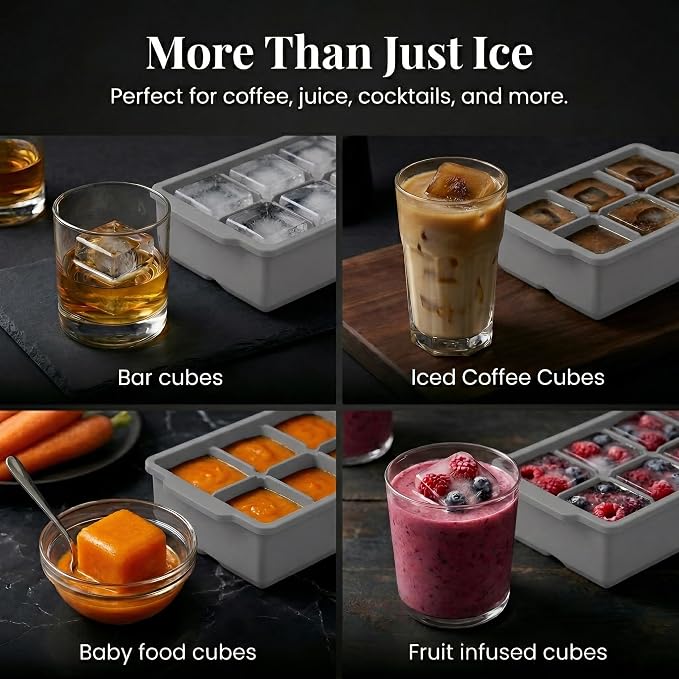 KitchFort Large Silicone Ice Cube Tray, Easy Release 2" Big Ice Cubes - Image 7