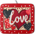 Love Heart Dish Drying Mat 16"x18" Red Dots Microfiber Dish Rack Mat Holiday by Giwawa