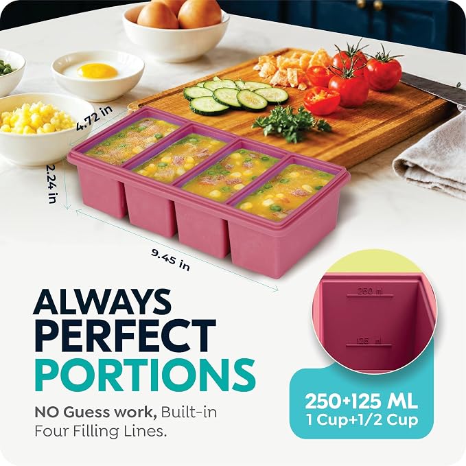 Silicone Freezer Trays with Lids, 2 Cup & 1 Cup Soup Container Style Ice Cube - Image 8