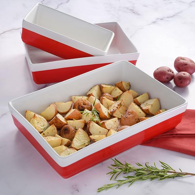 MARTHA STEWART 3-Piece Oven to Table Stoneware Bakeware Set – Baking Dish & - Image 2