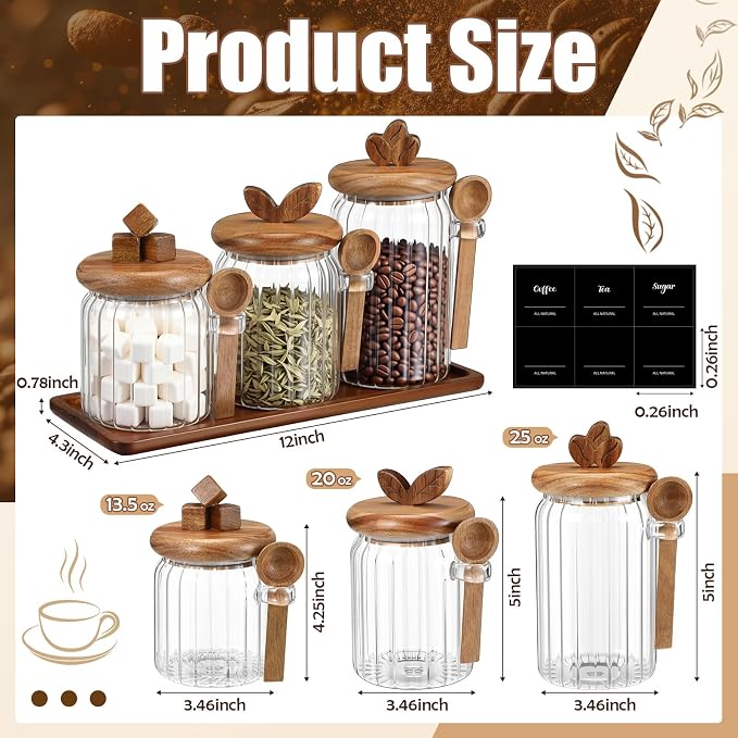 Suclain 3 Pcs Glass Coffee Container - Image 2