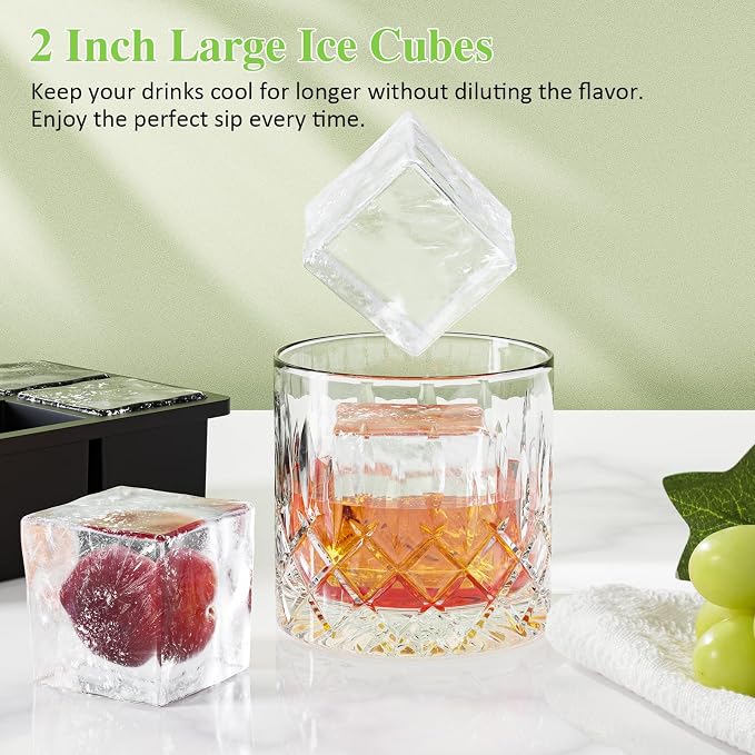 Large Ice Cube Tray for Whiskey: 2" Big Silicone Ice Tray - Image 4