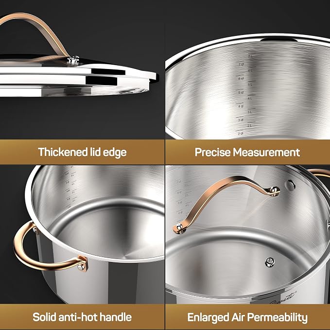 Ciwete 8 Quart Stock Pot, 3 Ply Whole Clad Stainless Steel Stock Pot, 8 QT - Image 5