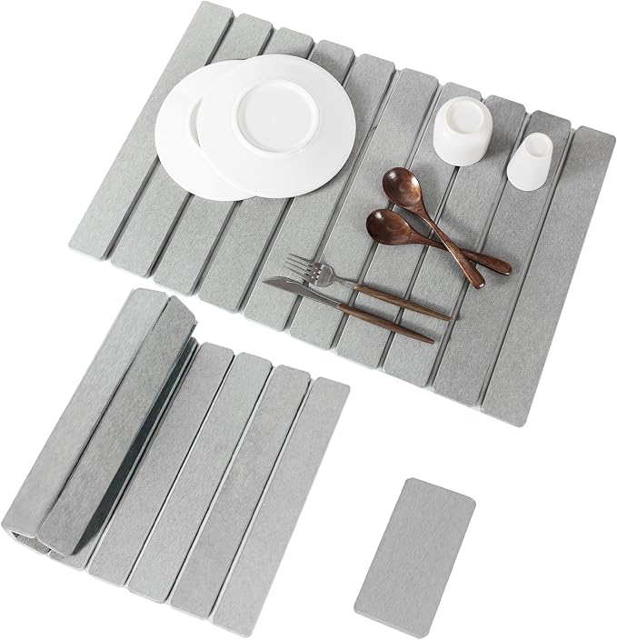 2pcs Stone Dish Drying Mat for Kitchen Counter, Quick-Dry Diatomaceous Earth - Image 9