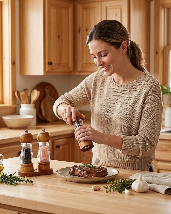 Wooden Salt and Pepper Grinder Set - Image 6