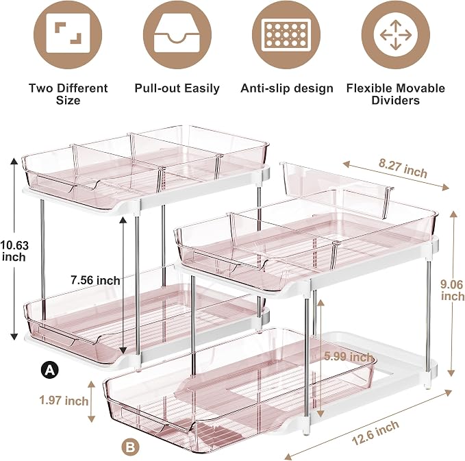 Delamu 2-Tier Multi-Purpose Bathroom Under Sink Organizers and Storage - Image 2
