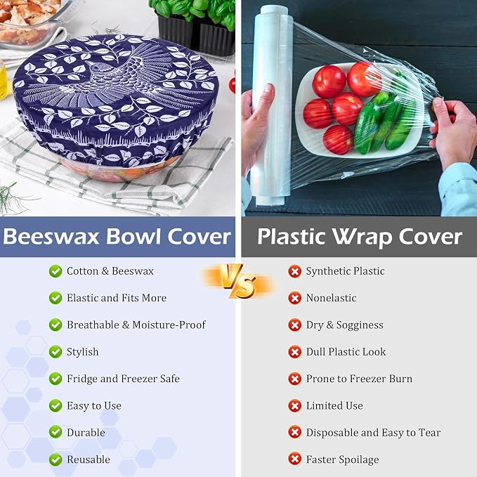 2 Large Reusable Beeswax Bowl Covers - Image 8