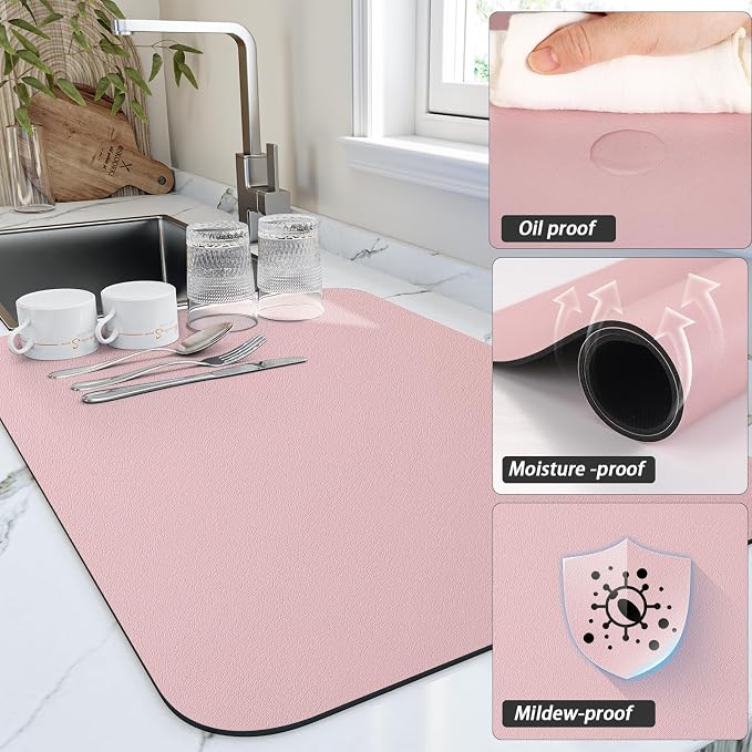 HotLive Dish Drying Mat for Kitchen Counter, Heat Resistant Drainer Mats - Image 3