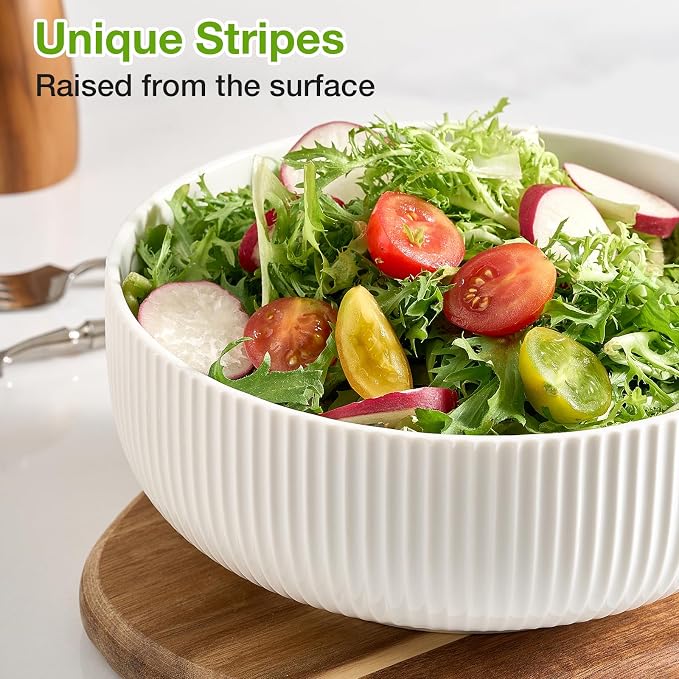Mfacoy 2 Pack Salad Bowl, 8 inch 60 oz Large Serving Bowl Set, Deep Bowl - Image 4