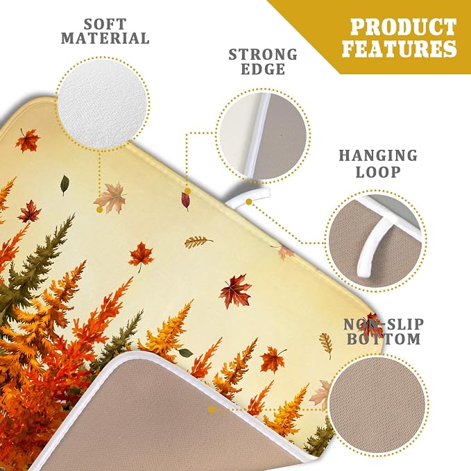 Autumn Drying Matt Kitchen Counter Small Absorbent Coffee Mat Fall Forest - Image 4