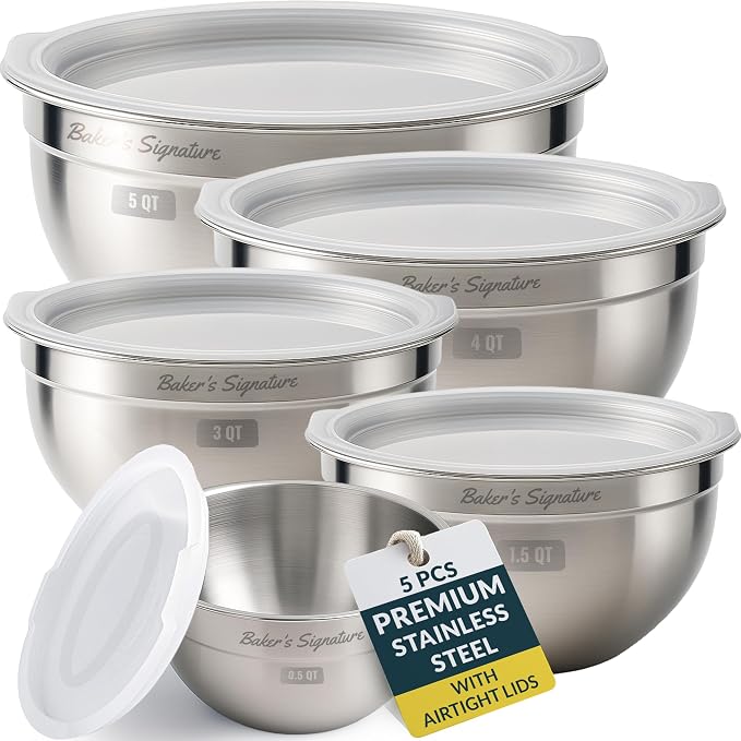 Baker's Signature Stainless Steel Mixing Bowls by BakersSignature