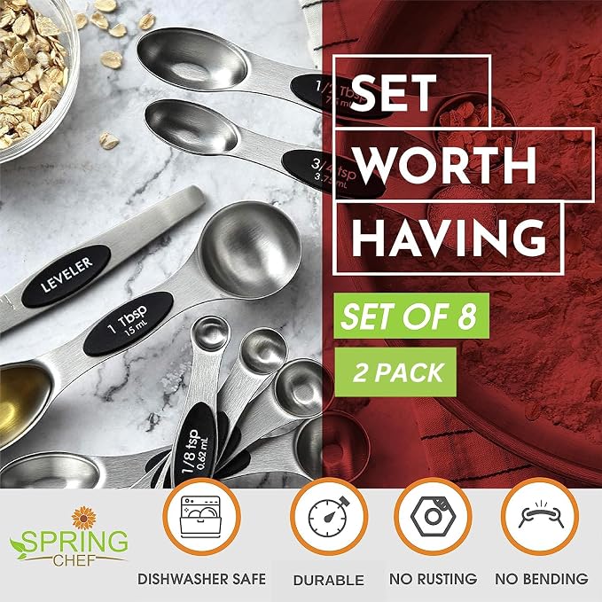 Spring Chef Stainless Steel Magnetic Measuring Spoons Set of 8 - Image 2
