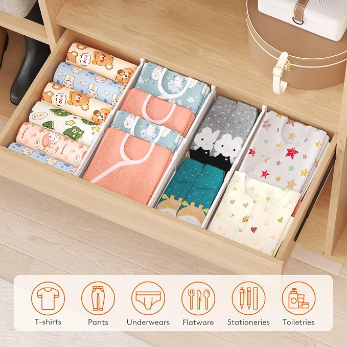 Lifewit 4" Tall 9 Pack Drawer Dividers, 35-56.5cm/13.8-22.2" Expandable Drawer - Image 9