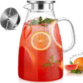 Glass Pitcher with Lid, 3 Liter 100oz Water Pitcher with Handle and Spout by Potdoctor