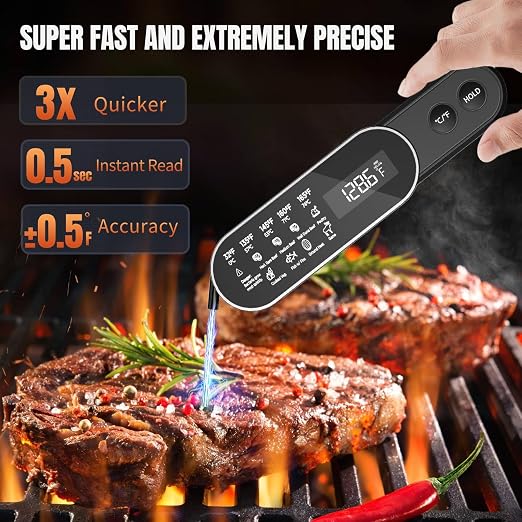3X Faster 0.5s Instant Read Meat Thermometer, 2025 Rechargeable ±0.5℉ NIST - Image 3