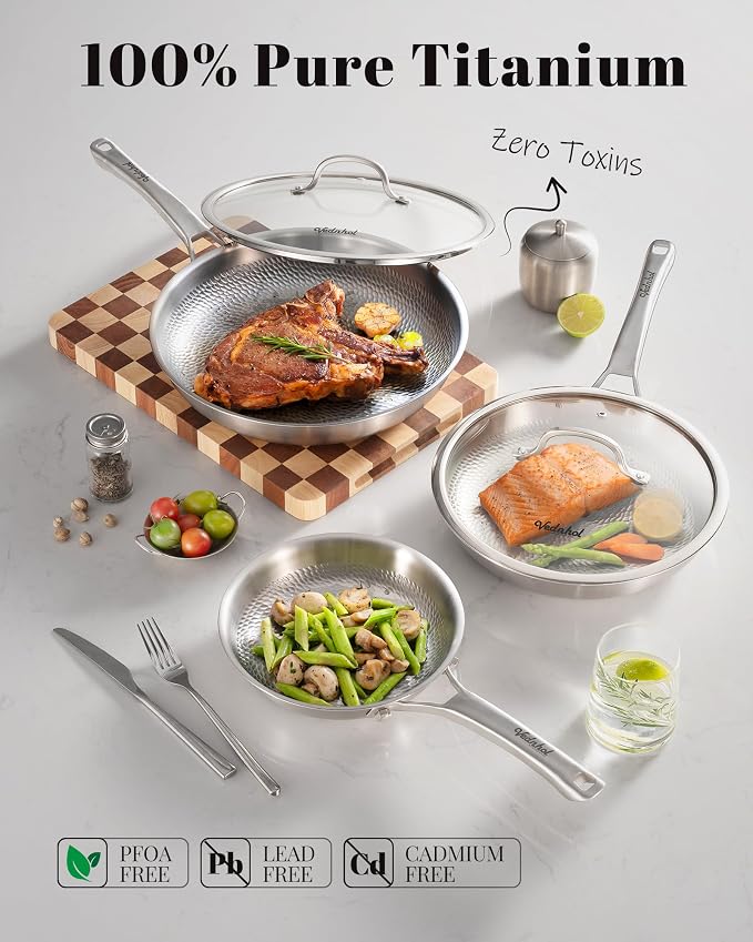 Titanium Pan, 12 Inch Pure Titanium Hammered Pro frying pan - Image 2