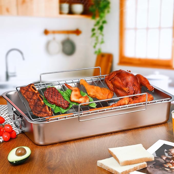 Teenyyou Extra Large Stainless Steel Turkey Roaster - Image 4