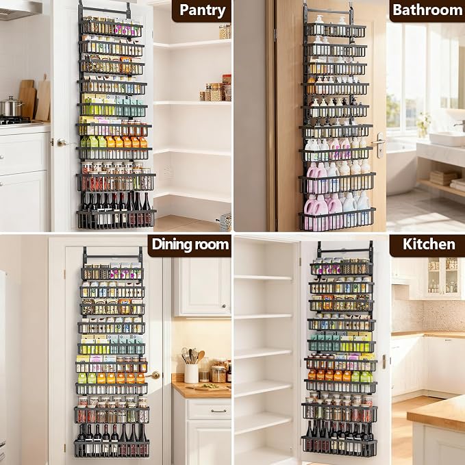 POKIPO 9 Tier Over The Door Pantry Organizer, 2 in 1 Wall Mount or Hanging - Image 7