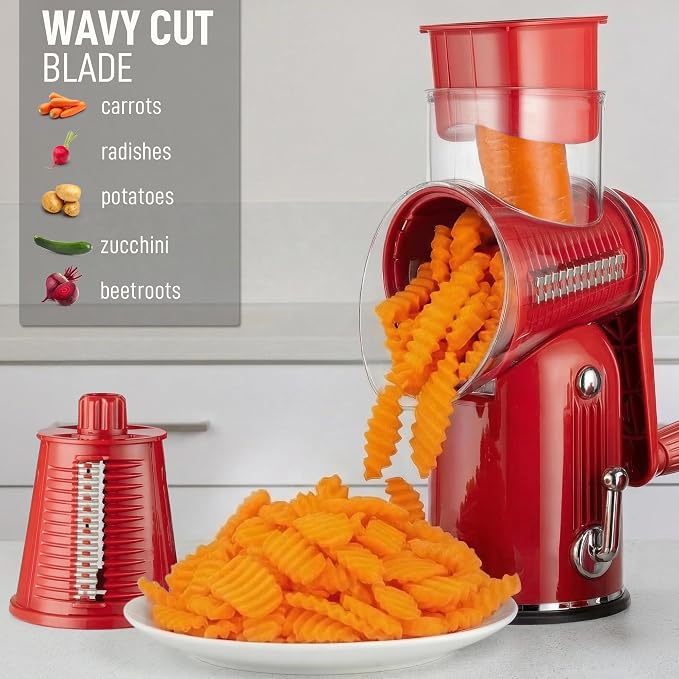 Zulay Kitchen Rotary Cheese Grater 5 Blade Cheese Shredder - Image 4