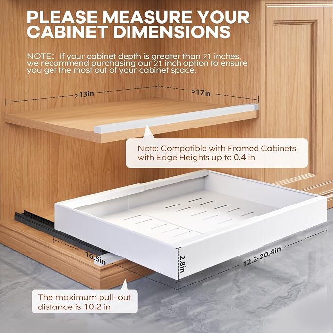 Seinloes 2 Pack Expandable Pull Out Cabinet Organizer 16.5"Deep - Image 4