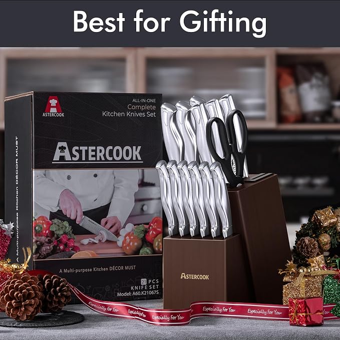 Knife Set, Astercook 15 Pieces Kitchen Knife Set - Image 9