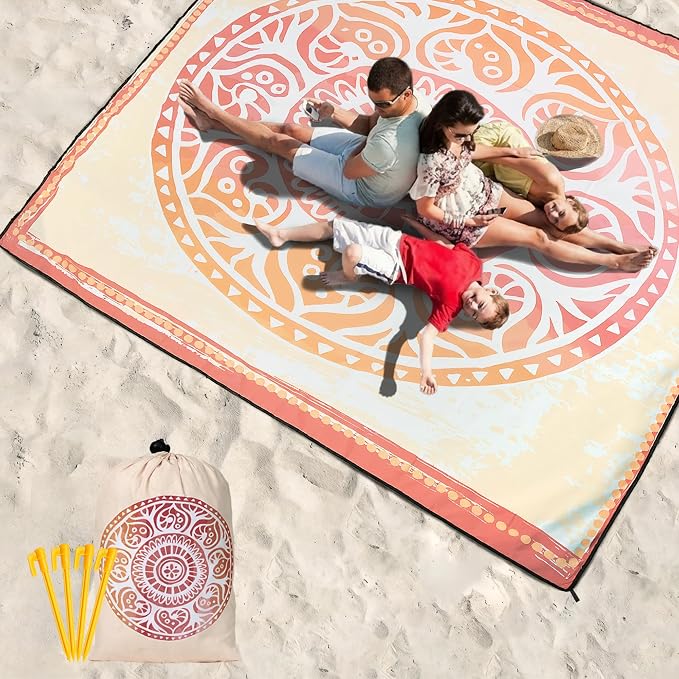 HIHOHO Beach Blanket Waterproof Sandproof Extra Large Beach Mat 79" X - Image 6