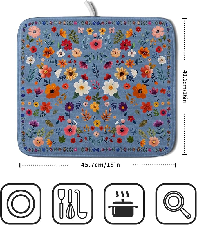 Lovely Flowers Dish Drying Mat - Image 2