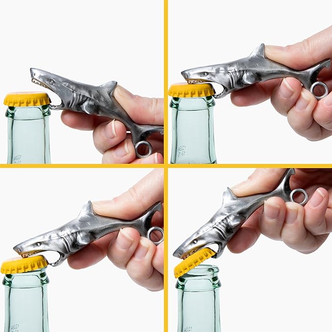 Shark Bottle Opener for Men – Funny Great White Shark Metal Beer Cap Tool – - Image 2
